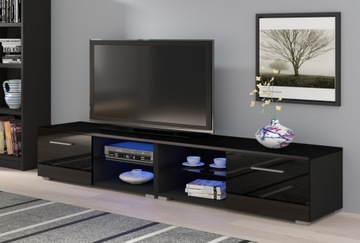 MONA 200 черная глянцевая двойная тумба под телевизор