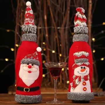 Рождественский чехол для одежды и шляпа, чехол для бутылки, украшение стола