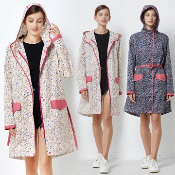 Непромокаемая дождевик с принтом и капюшоном, женская