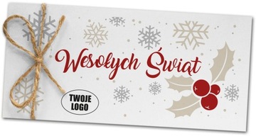 Boho życzenia świąteczne z firmowym logo z kopertą