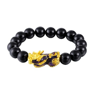 12 mm Chińska Bransoletka Feng for Men Biżuteria czarna