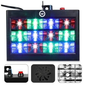 ЦВЕТНОЙ СТРОБЕСКОП DISCO RGB DISCO LIGHT 12LED ЗВУКОВОЙ ДАТЧИК