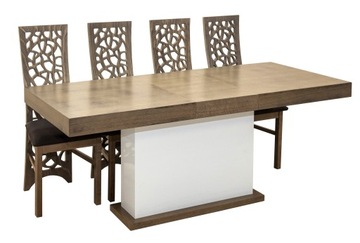 Zestaw: Stół 10 160/90 cm + 40 cm + 4 krzesła K68