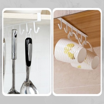 Вешалка под кухонный шкаф для чашек без сверления, крючки, держатель для кухни