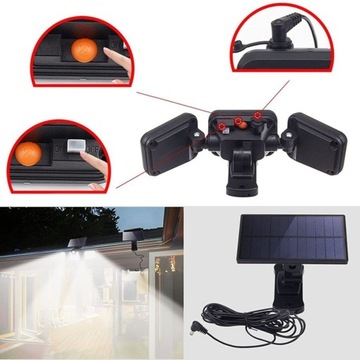 Lampa Solarna 3-elementowa LED Z Czujnikiem Ruchu i Pilotem
