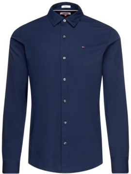 Темно-синяя рубашка узкого кроя TOMMY JEANS от Hilfiger