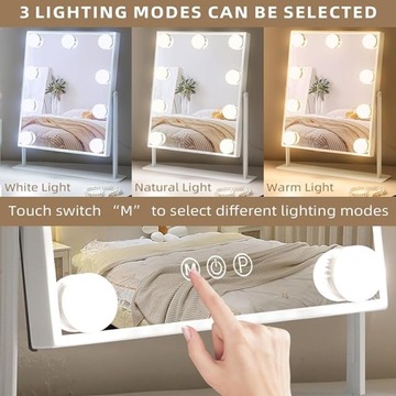 Lustro do makijażu 9 led Lustro Hollywood 25 x 30 cm BIAŁE