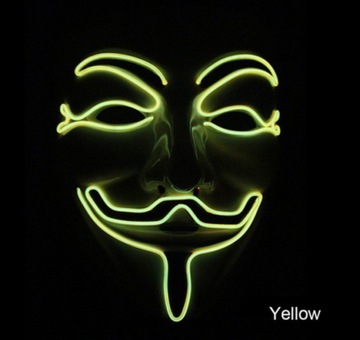 MASKA LED ŚWIECĄCA NEON HALOWEN Anonymous Fawkes
