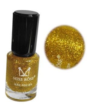 lakier MISS ROSE z brokatem złoty glitter 12ml