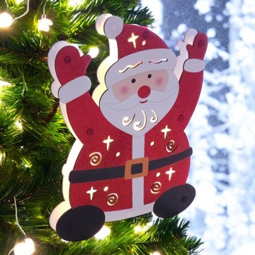 DUŻY MIKOŁAJ CHOINKA 35cm LED 3D ŚWIECĄCE OZDOBY ŚWIĄTECZNE LAMPKI OKIENNE