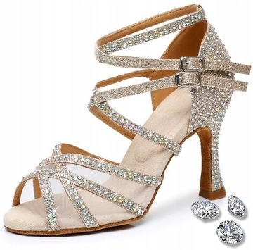 BUTY DO TAŃCA TANECZNE SZAMPAŃSKIE ZDOBIONE 36
