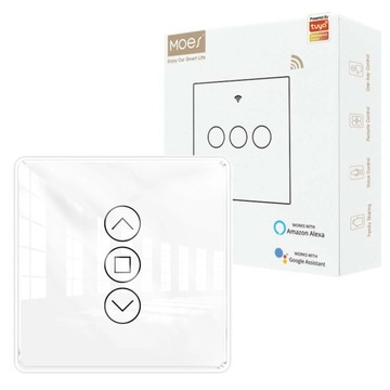 MOES dotykowy szklany przycisk sterownik rolet markiz smart TUYA WIFI BT 3D
