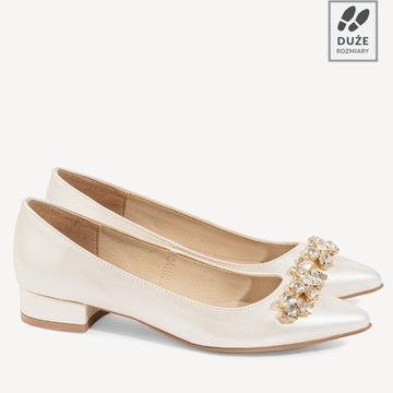 BRILU ŚLUBNE BALERINKI Z OZDOBĄ IVORY 38