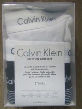 Calvin Klein Underwear Trunk 3 Pack, r.M, Czarny/Biały/Szary Paski