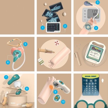 Zestaw Lekarski dla Dzieci Wózek Stacja Doktora Zabawa w Lekarza Stetoskop