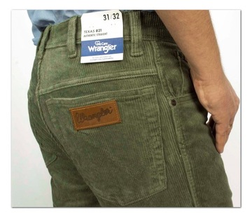 Wrangler Texas Dusty Olive męskie spodnie sztruks W33 L30