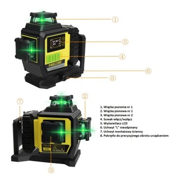 ЛАЗЕРНЫЙ УРОВЕНЬ FIRECORE F95T-3G НОВЫЙ ЖК-дисплей