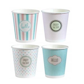 KUBKI PAPIEROWE NA KAWĘ PASTEL MIX 300ml 50szt