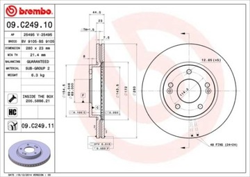 BREMBO 09.C249.11 ДИСК ТОРМОЗНАЯ (1 ШТУКА) 