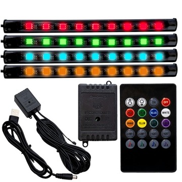 OŚWIETLENIE LED WNĘTRZA AUTA POJAZDU RGB USB PILOT