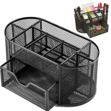 МЕТАЛЛИЧЕСКИЙ НАСТОЛЬНЫЙ ОРГАНАЙЗЕР ДЛЯ ИНСТРУМЕНТОВ С 9 ОТДЕЛЕНИЯМИ для заметок и ручек