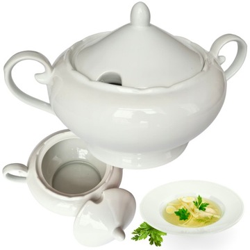WAZA PORCELANOWA Z POKRYWĄ DO ZUPY NA ZUPE OBIADOWA 2.5L PORCELANA