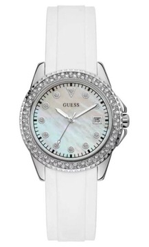 DAMSKI ZEGAREK GUESS FASHION MODOWY W1236L1 DATOWNIK MASA PERŁOWA CYRKONIE