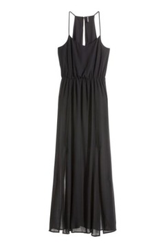 H&M szyfonowa czarna maxi sukienka r 38