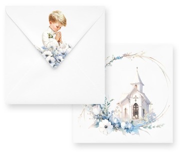 ZAPROSZENIA NA KOMUNIĘ DLA CHŁOPCA + IMIĘ + KOPERTA