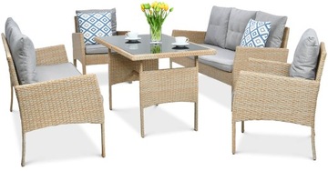 Zestaw Mebli Ogrodowych technorattanowy CORTINA FAMILY Beige