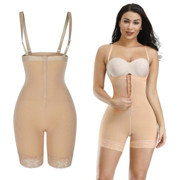 Damskie body Shapewear wyszczuplające brzuch Fajas urządzenie do modelowania sylwetki wyszczuplające M beżowe