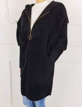 ПАЛЬТО ЖЕНСКОЕ АЛЬПАКА, ШЕРСТЬ, КАПЮШОН, ЦВЕТ - МОЛНИЯ