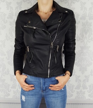 #КОЖАНАЯ КУРТКА ЖЕНСКАЯ НА ЧЕРНОЙ БАЙКЕРСКОЙ МОЛНИИ#