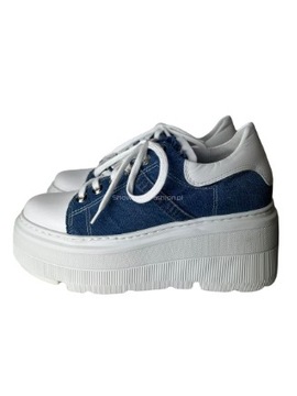 BY O LA LA...! TRAMPKI SNEAKERSY NA GRUBEJ PODESZWIE JEANS 38