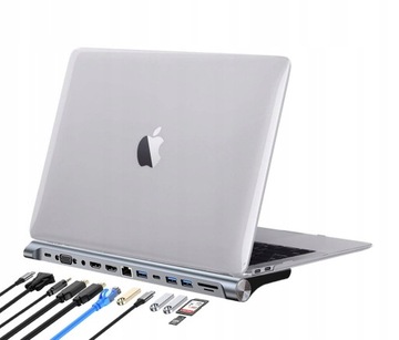 ДОК-СТАНЦИЯ ДЛЯ НОУТБУКА 12-в-1 USB-C HDMI LAN VGA SD WIREWAY ДЛЯ APPLE MAC