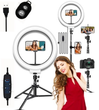 СВЕТОДИОДНАЯ КОЛЬЦЕВАЯ ЛАМПА ДЛЯ СЕЛФИ-ВИДЕО МАКИЯЖА СО ШТАТИВОМ