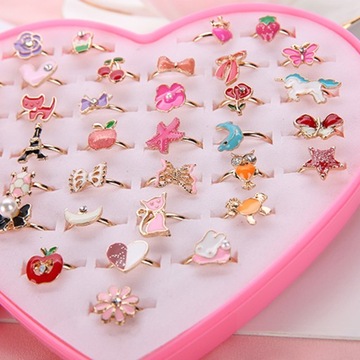 ДЕТСКИЕ КОЛЬЦА С БРИЛЛИАНТАМИ ДЛЯ ДЕВОЧЕК КОРЕЙСКИЙ ВАРИАНТ 36 ШТ.