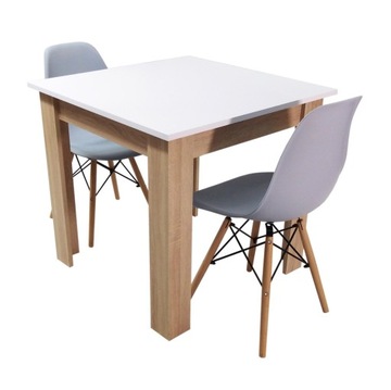 Zestaw stół Modern 80x80 2 krzesła Milano szare