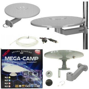 Mocna antena AUTO KEMPING CAMPING DVB-T2 do kampera przyczepy SZARA 12V