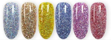 Декоративные блестки для гибридных ногтей, серебро и золото.