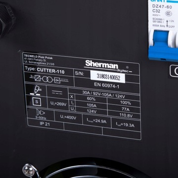 ПЛАЗМЕННЫЙ РЕЗАК ПЛАЗМЕННЫЙ РЕЗАК SHERMAN 110 105A 40MM 400V ALU HF IGBT