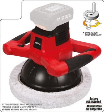 АККУМУЛЯТОРНАЯ ПОЛИРОВАЛЬНАЯ МАШИНА YATO СИСТЕМА 18В 250мм