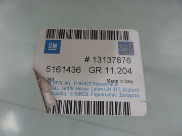 OPEL OE 13137876 ZADNÍ OKNO