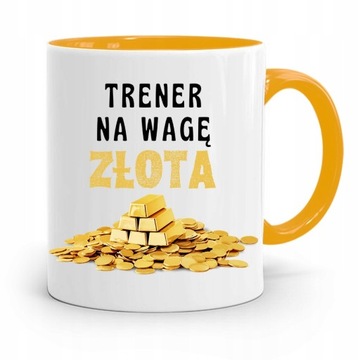 DLA TRENERA TRENERKI SIŁOWNIA KUBEK ŻÓŁTY PREZENT z Nadrukiem ze Zdjęciem