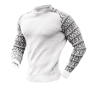 Long Sleeve Men Sweater Striped Print Casual Neck