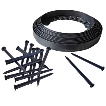 OBRZEŻE OGRODOWE TRAWNIKOWE 50 MB Plastikowe czarne 40 mm + KOTWY 150 SZT