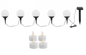 LED Lampa solarna 5szt kule białe śr 9cm LED IP44 tealight4 ZWY ZWY