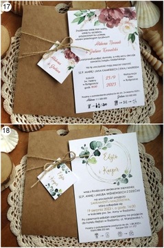 2 SZT Zaproszenia na Ślub Ślubne Rustykalne EKO