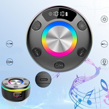 ПОРТАТИВНЫЙ ДИНАМИК BLUETOOTH С ПОДСВЕТКОЙ С ПРИСОСКОЙ Водонепроницаемый ДЛЯ ДУША