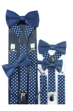 ТЕМНО-СИНИЙ Мужские подтяжки и галстук-бабочка в горошек